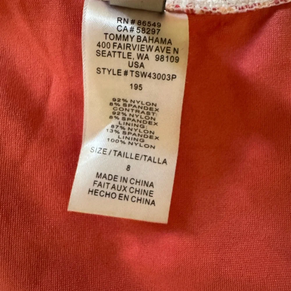 Tommy Bahama Sz 8 Shirred Bandeau Coral One‎ Piece Swimsuit Slimming Resortwear